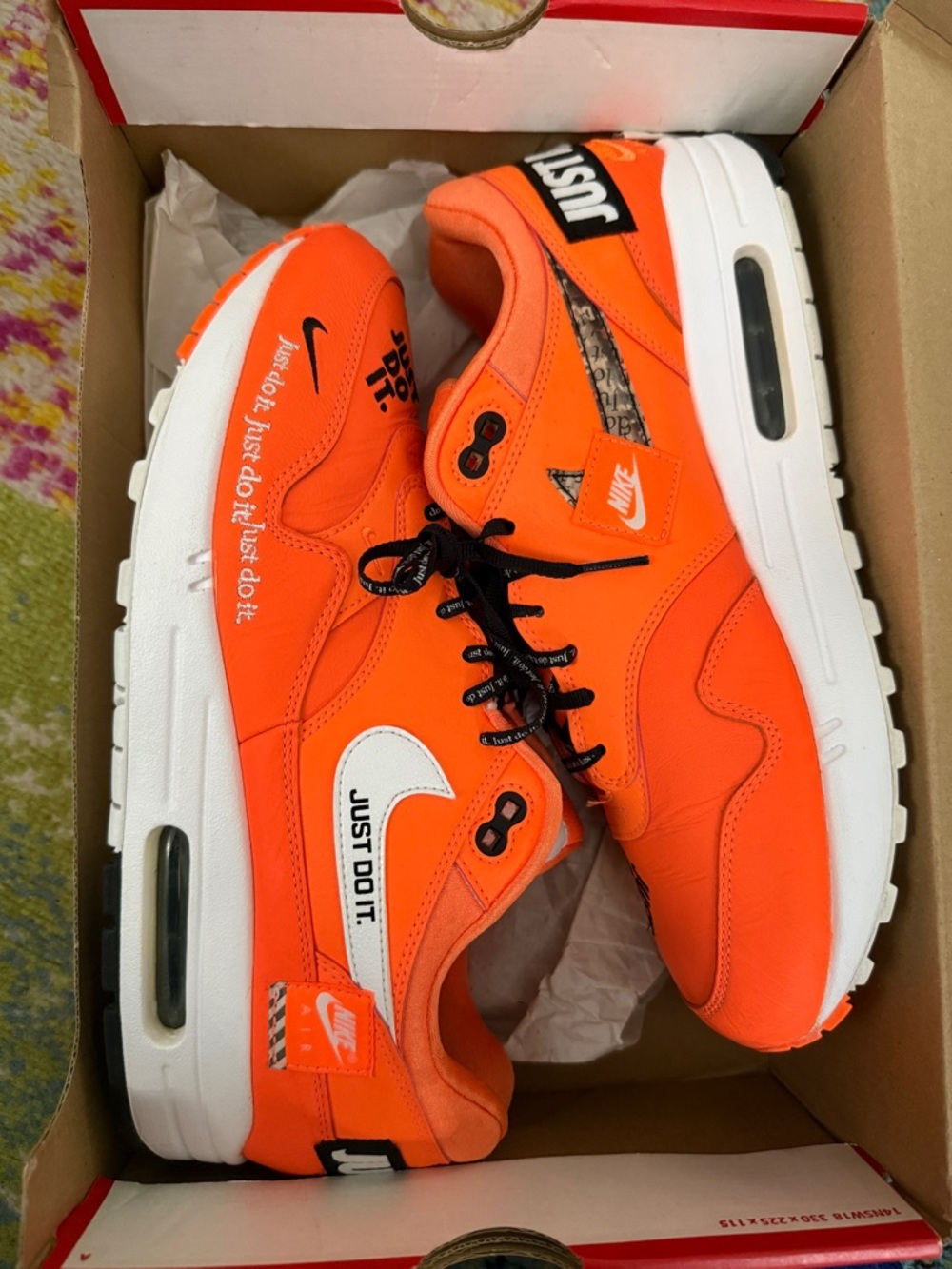 Nike Air Max 1 Orange with White and Black Details Size 10